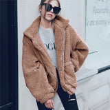 Hnzxzm Autumn Winter Jacket Female Coats New Fashion Korean Zip  Teddy Fur Women Coat Female Casual Jackets Woman Pusheen