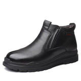 Men's Genuine Leather winter boots Fur Boots Warm Casual Shoes Wool Blend winter Shoes zapatos de hombre