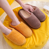 Winter Household Fur Slippers for Home Floor Slides Warm Plush Solid Color Family Slippers Shoes Soft Pantuflas Sandals