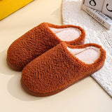 Winter Household Fur Slippers for Home Floor Slides Warm Plush Solid Color Family Slippers Shoes Soft Pantuflas Sandals