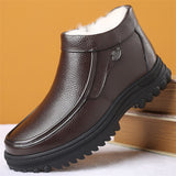 2021 Newly Man Winter Boots Quality Genuine Leather Shoes Brand White Warm Thicken Inner Boots 38-44 Man Snow Leather Boots