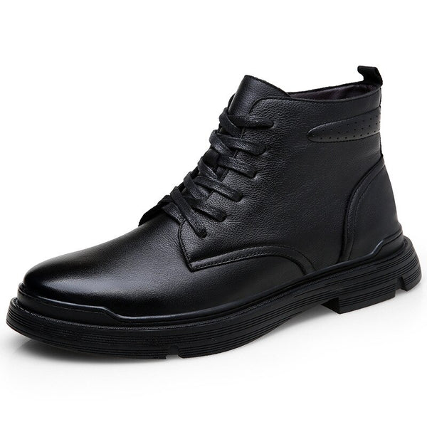 Hnzxzm 100% Genuine Leather Shoes Men Autumn Winter Boots Thick Sole W ...