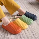 Hnzxzm Woman Waterproof Winter Slippers Plush Lining Warm Sandals Women Thick Bottom Winter Indoor Non-Slip Couples Home Shoes