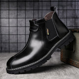 Winter Shoes Men Chelsea Boots Plush Fur Mens Boots Leather Footwear Mens Chelsea Boots sapato masculino