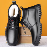 Men Wool Fur Boots Thick Antiskid Sole Winter Shoes Men Genuine Leather Designer Sneakers Outdoors Ankle Boots For Daddy Man