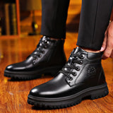 2021 Winter New Genuine Leather Men's Boots Natural Fur Warm Ankle Boots Working Men Footwear Waterproof Snow Boots