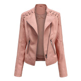 2021 Spring And Autumn Pu Faux Leather Jacket Women&amp;#39;s Leather Short Jacket Slim Lapel Thin Leather Jacket Women&amp;#39;s Motorcycle Set