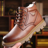 Hnzxzm Man's Genuine Leather Boots Winter Snow Shoes Wool Inner Anti slip Father Ankle Boots Waterproof Man Snow Boots