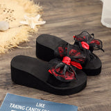 Maple Leaf Leisure with High Heels Women Slipper All-Match Fashion 2021 New Out-Door Lady Flip-Flops Woman Beach Shoes