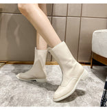 Hnzxzm 2022 Autumn Winter Shoes Women Boots Fashion Ladies Ankle Boots Modern Brand Women Botas Black Beige Plus Size 42 A4178