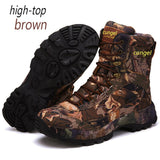Hnzxzm Couple Hight-Top Boots Hiking Combat Outdoor Hunting Camouflage Travel Waterproof Hard-Wearing Plush Indestructible Winter Shoes