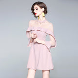 Spring and summer 2020 new women&#39;s mesh splicing Ruffle Dress celebrity perspective sheath dresses butterfly sleeve cloth