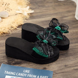 Maple Leaf Leisure with High Heels Women Slipper All-Match Fashion 2021 New Out-Door Lady Flip-Flops Woman Beach Shoes