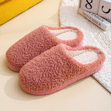 Winter Household Fur Slippers for Home Floor Slides Warm Plush Solid Color Family Slippers Shoes Soft Pantuflas Sandals