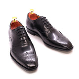 Hnzxzm Size 6-13 Handmade Mens Wingtip Oxford Shoes Genuine Calf Leather Traditional Brogue Dress Shoes Wedding Formal Shoes for Men
