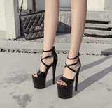Hnzxzm New model walk show High Heels Sandals sexy fish mouth cross belt waterproof platform T stage nightclub shoes