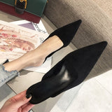 Hnzxzm Spring and Summer New Closed Toe Slippers Women's Stiletto Heel Low Heel Leopard Print Pointed Toe Shallow Mouth Slippers