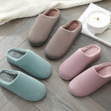 2021  Solid Color Women Warm Indoor Beadroom Hourshold Shoes Winter Keep Warm Slipper Home Plush SlidesMen Cotton Slippers