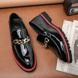 Hnzxzm Men Loafers Shoes Red Sole Metal Decoration Pu Black Slip on Designer Shoes Men Breathable Free Shipping Men Casual Shoes