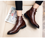 Hnzxzm New Men Ankle Boots Brown Black Buckle Strap Classic Fashion Business Shoes for Men with Free Shipping Zapatillas Hombre