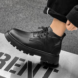 Hnzxzm New Fashion Shoes Men Boots Black Street Style Thick Sole Mens Ankle Boots Autumn Early Winter Male Footwear A4851