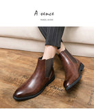 Hnzxzm New Chelsea Boots Men Shoes PU Brown Fashion Versatile Business Casual British Style Street Party Wear Classic Ankle Boots