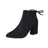 2022 Fahion Modern Boots Women Winter Shoes Brand Ladies High Heels Boots Women Ankle Botas Square Heel 8cm Plus Size 42 A4277