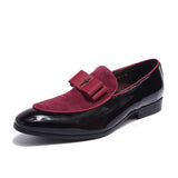 4 Colors Party Wedding Banquet Mens Loafers Patent Leather With Suede Slip On Men Dress Shoes Footwear for Man High Quality