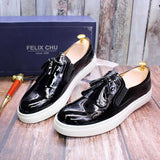 Hnzxzm Genuine Patent Leather Casual Men Shoes Smooth Soft Sole Brand Tassel Shoes European Fashion Sport Sneakers 2022 New Arrival