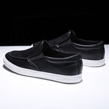 Men Loafers Soft Leather Men Shoes Slip-on Flat Fashion Loafers Casual Male Black White Shoes A1187