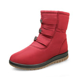 Hnzxzm Winter Shoes Women Snow Boots Thick Sole Flat Women Ankle Boots Warm Plush Cold Winter Boots Plus Size 42 Black Red A4844