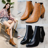 Hnzxzm Autumn Early Winter Shoes Women High Heels Boots Brand Modern Ladies Ankle Boots Black Brown Plus Size 42 A4778