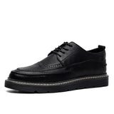 New Fashion Brogues Men Casual Shoes Flat Thick Sole Male Footwear Black Autumn Ealry Winter Shoes A4834