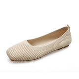 Hnzxzm Summer Breathable Soft Comfort Ladies Flats Knitted Shoes of Women Leisure Shallow Slip-On Outdoor Girls Cotton Loaferser