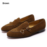 Fashion Design Suede Leather Mens Loafers Black Brown Green Casual Dress Shoes for Wedding Party Monk Strap Men Shoes Size 38-47