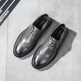 Hnzxzm New Arrival Spring Autumn Brand Mens Brogues Shoes Flat Soft Leather Mens Casual Shoes Fashion Male Footwear Black Grey A4853