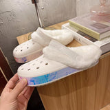2022 New Fahion Winter Clogs Slippers Women Men Cotton Garden  Shoes Unisex Plush Fleece Lining Detachable Slippers