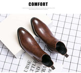 Hnzxzm New Chelsea Boots Men Shoes PU Brown Fashion Versatile Business Casual British Style Street Party Wear Classic Ankle Boots