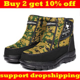 Hnzxzm Buy 2 Get 10% Off New Men's Rain Boots Waterproof Warm Camouflage Boots Outdoor Snow Boots Fishing Leisure Wild Shoes