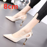 Hnzxzm Female Casual High Quality Pointed Toe Yellow Slip on Stiletto Heels for Office Women Party Black Heel Shoes Zapatos Dama