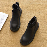 Fashion Boots Women Winter Women Chelsea Boots Soft Leather Woman Ankle Botas Plush Inside Warm Cotton Shoes A368