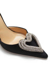 Hnzxzm European beauty new high heels love rhinestone satin banquet pointed toe shoes
