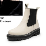 Women's Chelsea Boots Genuine Leather Autumn Winter Trend Thick-soled Women Ankle Boots All-match Marton Boots Ladies