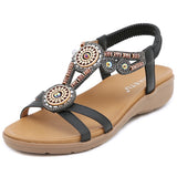 Hnzxzm Bohemian Style Fashion Summer Shoes Women Sandals Flat Ladies Beach Sandals Summer Holiday Shoes Big Size 42 A4770