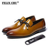 Mens Leather Loafers with Bow Tie Black Brown Casual Genuine Cow Leather Men Dress Shoes Slip On Wedding Party Formal Shoes