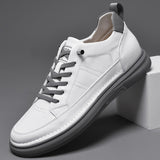 Hnzxzm Italy High Quality All white Men's Leather Casual Shoes Increase Simple Pure Black Sneakers Breathable Sneakers  luxury shoes