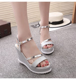 Hnzxzm Fashion Platform Sandals Women Summer Shoes Brand Ladies Wedges Sandals Black Gold Silver Super High Heels 11cm