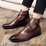 Hnzxzm New Men Ankle Boots Brown Black Buckle Strap Classic Fashion Business Shoes for Men with Free Shipping Zapatillas Hombre