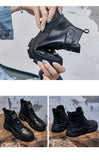 Hnzxzm Autumn Early Winter Shoes Women Boots Genuine Leather Brand Ladies Ankle Boots Thick Sole Non-slip Black White Shoes A4840