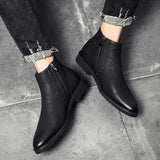 Hnzxzm Fashion Chelsea Boots Men Soft Leather Ankle Boots British Style Men's Boots Brand Footwear Black A235